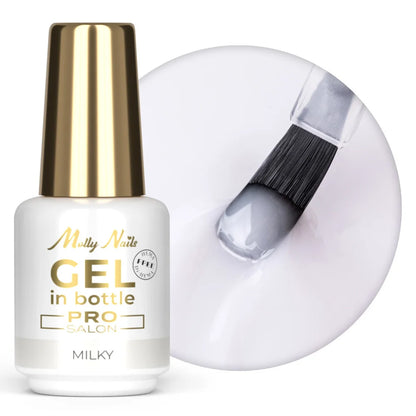 Gel para unhas Molly Nails em frasco, cor Milky Pro Salon, 15 g. Livre de HEMA/Di-HEMA