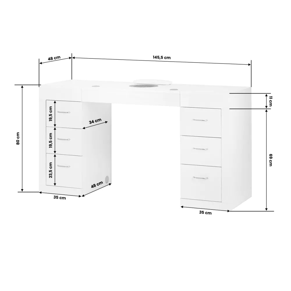 Mesa para manicure branca com aspirador